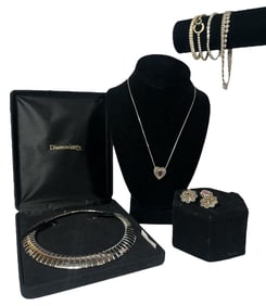 Collection of Sterling Silver & Rhinestone Jewelry