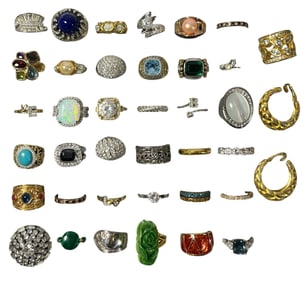 Large Assortment of Designer Costume Jewelry Rings
