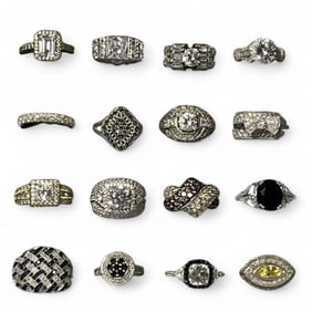 Beautiful Collection of Sterling Silver and Rhinestone Rings