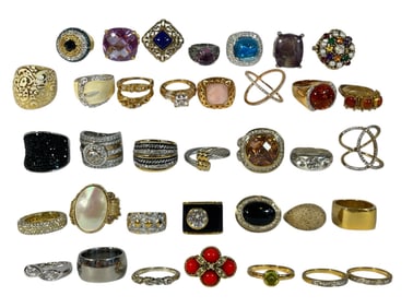 A Large Collection of Rings, Costume, 18k Gold EP, Sterling Silver