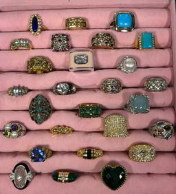Collection of Some Sterling Silver, Gemstone Rings
