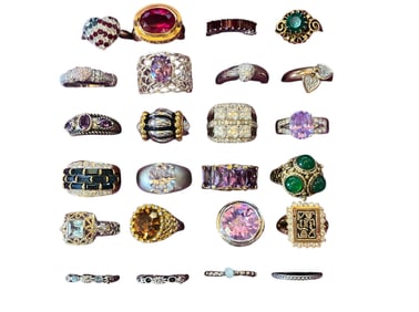 A Collection of Mostly Sterling Silver, Gemstone Rings