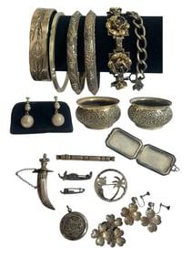 A Collection of Sterling Silver & 800 Silver Jewelry and Articles