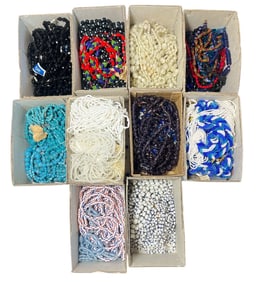 Large Assortment of Czech Glass Necklaces & Bead Strands