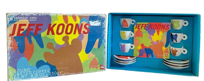 A Set of Six JEFF KOONS "Illy Collection" Espresso Cups and Saucers