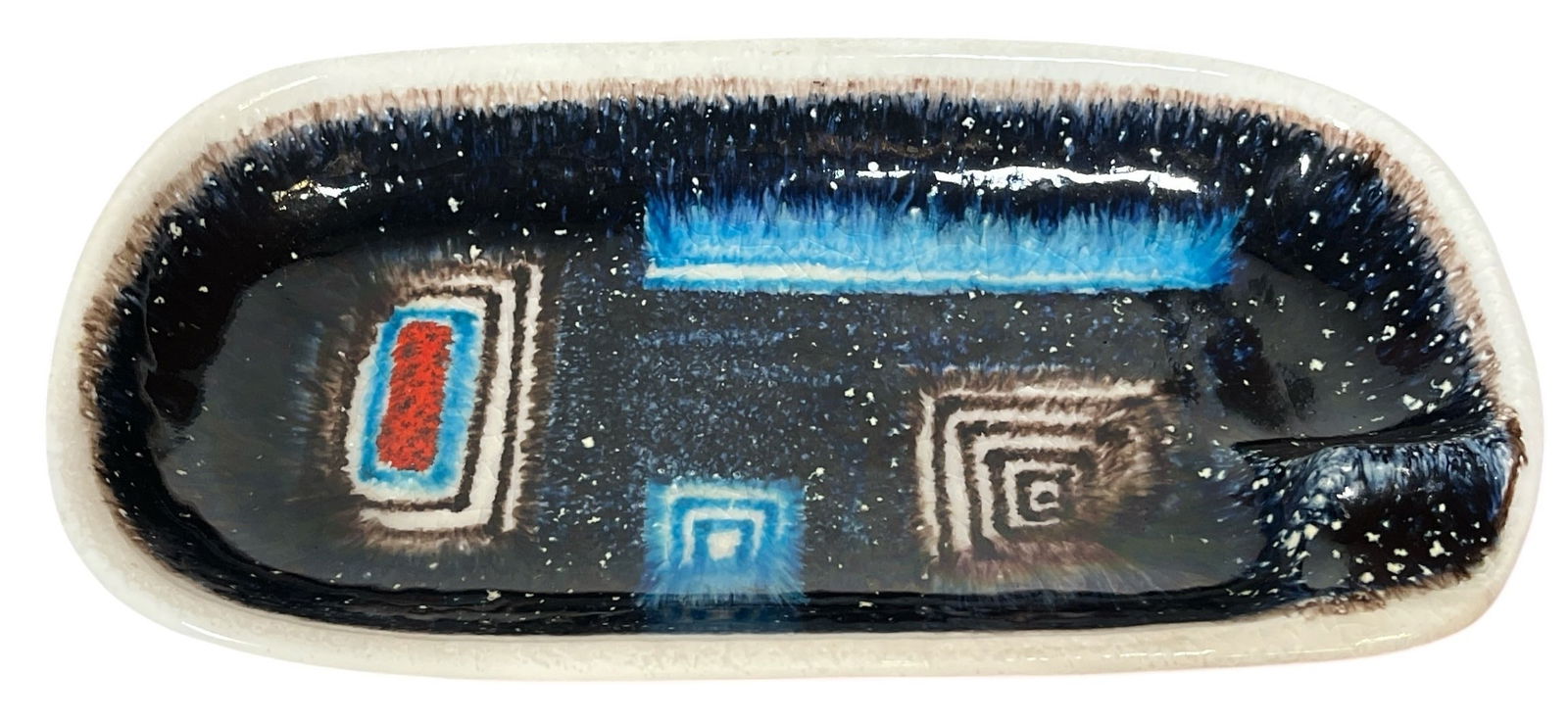 Mid Century RAYMOR Ceramic Ashtray: Measures 1.5" H x 10.25" W x 5.5" D. Marked Raymor, Italy on the bottom.