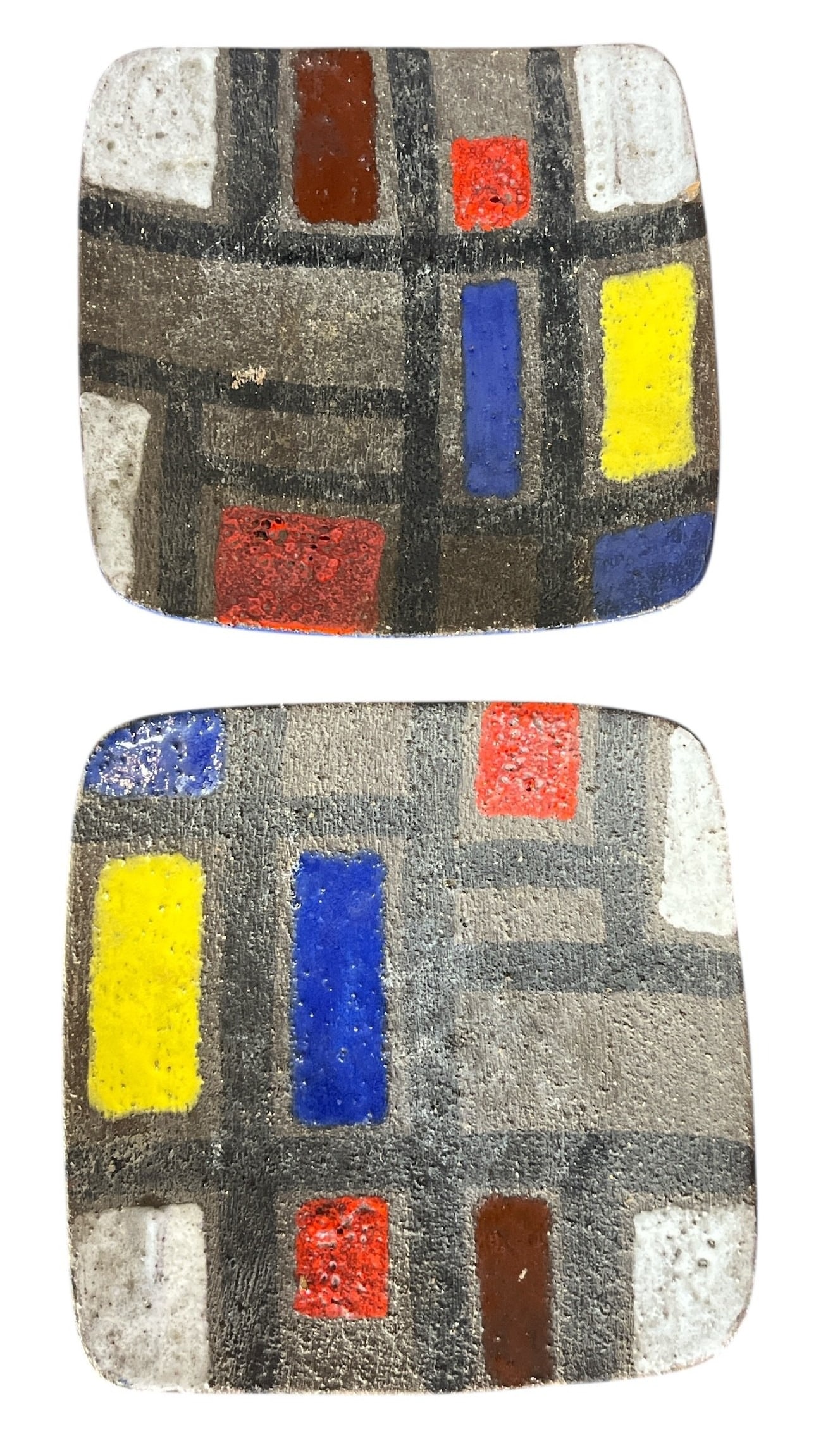 Two Mid Century RAYMOR Italy Trays: Both are Raymor and Italy on bottom. Both measure approx. 2" H x 7" W x 7" D.