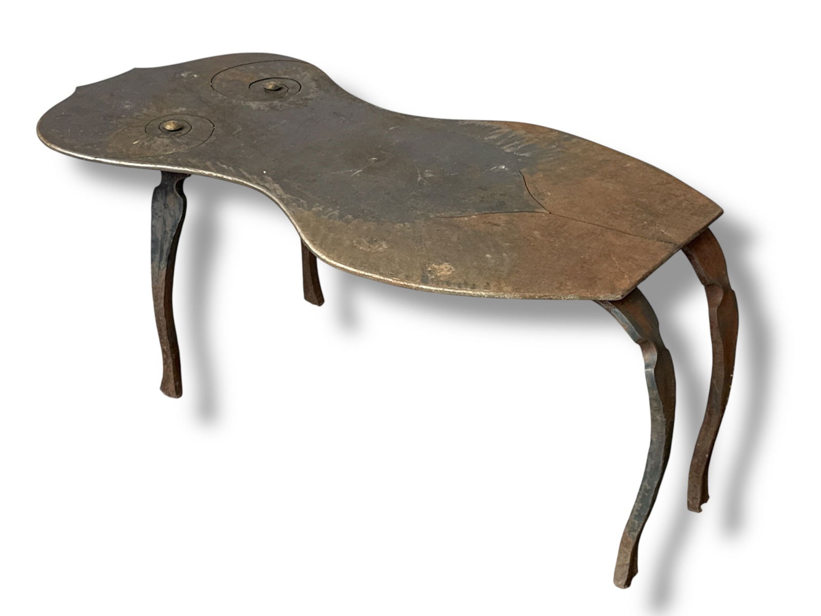 A Brutalist Nude Body Iron Work Table: 18.5" H x 42" W x 20" D.