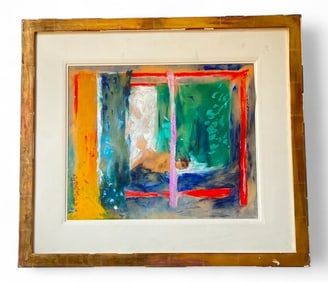 A 1996 ANTHONY FRY "Nude on a Magenta Bed" Oil and Dry Pigment on Tracing Paper