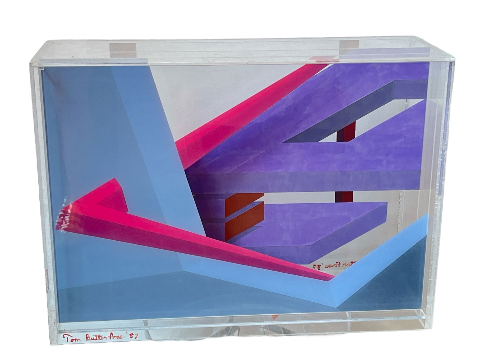 TOM BUTTERFOSS "Between Nothingness and Eternity II" 1987 Lucite Sculpture: Measures 18.25" H x 25" W x 8" D. Signed and dated '87 on both sides.