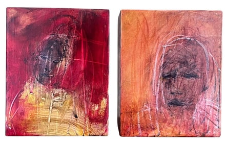 Two Small MARIANNE KOLB Abstract Mixed Media on Board
