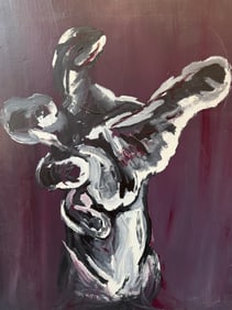 A Mid Century "Reaching Hand" Oil on Canvas