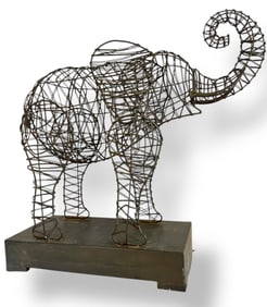 A Mid Century Brutalist Wire Elephant Sculpture