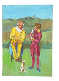 French Acrylic Painting on Canvas Surrealist