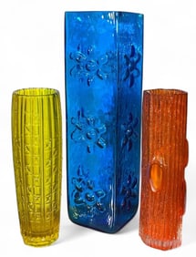 Three Mid Century American Art Glass Vases