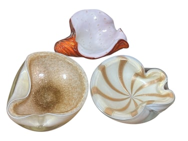 Three Mid Century MURANO Art Glass Bowls