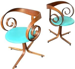 GEORGE MULHAUSER for PLYCRAFT "Sultana" Swivel Chairs, Pair