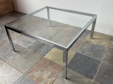 Sleek Modernist Chrome & Glass Coffee Table
