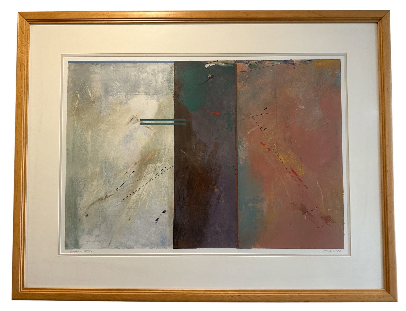Mid Century JOHN BAUGHMAN "Portal Series" Mixed Media: 32.25" H x 42" W x 1.5" D in the frame; Signed and Titled in each lower margin corner