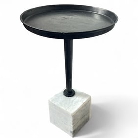 Modernist Marble and Iron Side Table
