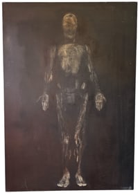 Wall Sized G. GILBERT 1998 Full Body Anatomical Study Mixed Media on Canvas