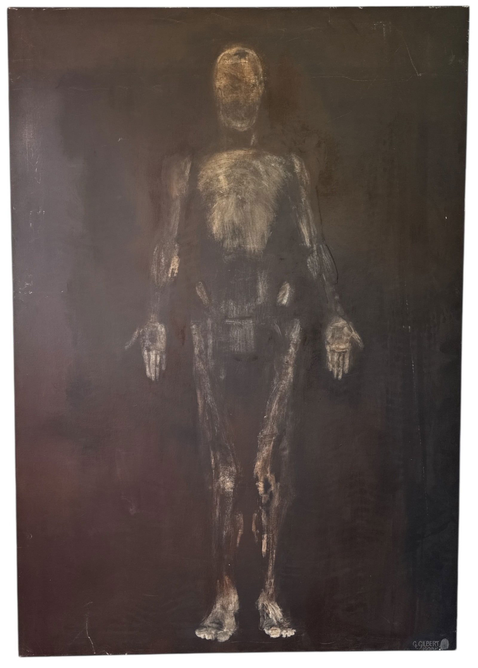 Wall Sized G. GILBERT 1998 Full Body Anatomical Study Mixed Media on Canvas (1 of 7)
