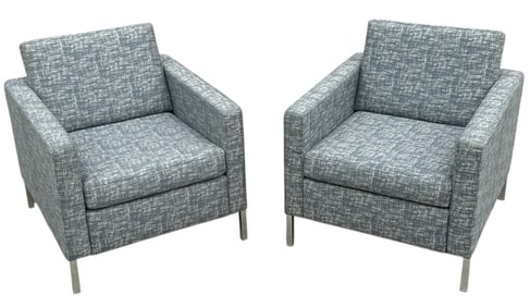 A Pair of FLORENCE KNOLL Style Upholstered Armchairs