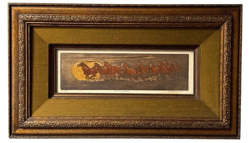Mid Century Equestrian Artist Proof, "Running Free"