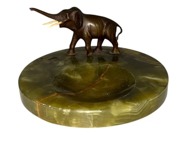Art Deco Bronze and Marble Elephant Tray