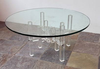 Geometric Post Modern Lucite Coffee Table