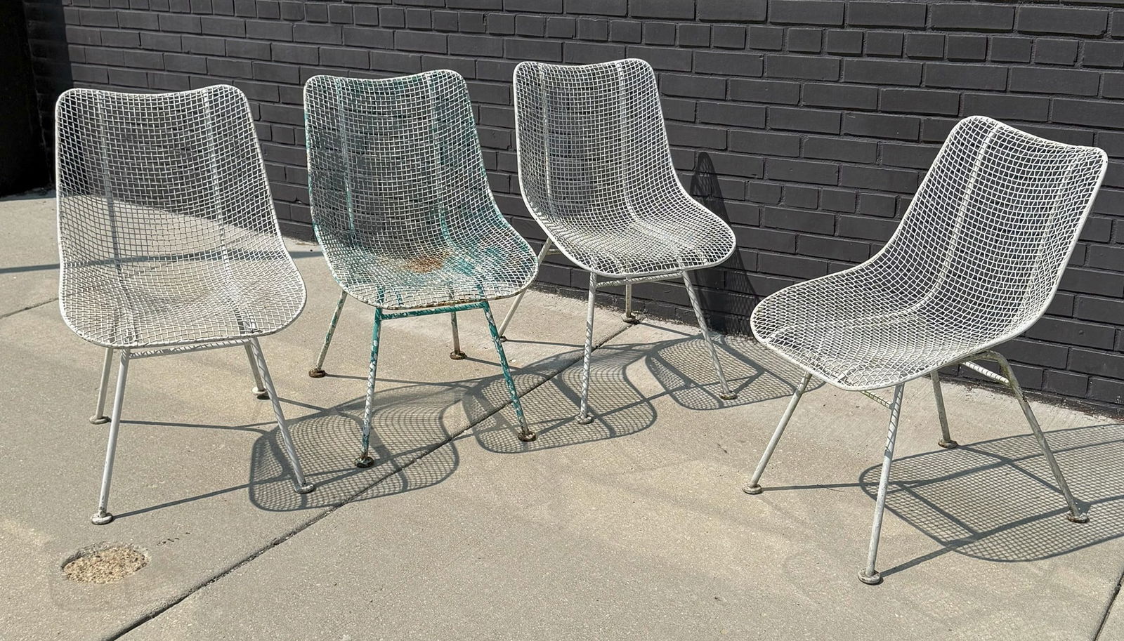 RUSSELL WOODARD "Sculptura" Chair, Set of 4: 31" H to back x 17" H to seat x 24" W x 19" D. Chairs are unmarked, however, are of appropriate age.