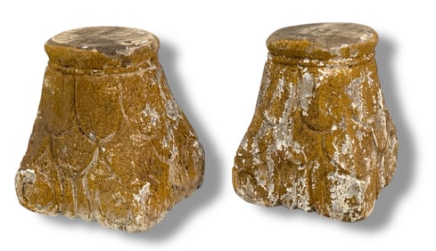 Architectural Salvage Carved Wood Pedestals, Pair