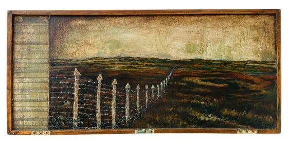 "Rich Man" Mixed Media of Music Notes Over Farmland