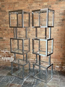 Space Age Mid Century Chrome & Glass Etageres, Pair