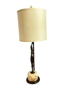 Bronze ART NOUVEAU Nude Woman Figural Lamp