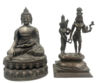 Set of Buddha & Shiva/Parvati Sculptures
