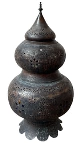 A Large Moroccan Bronze Moorish Mosque Lamp Shade