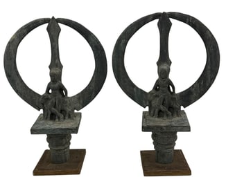A Pair of Trisula Statues