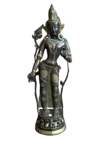 Vintage Bronze Buddhist Deity Sculpture