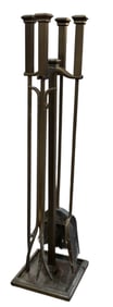 Contemporary Arts & Crafts Style Iron Fireplace Tool Set