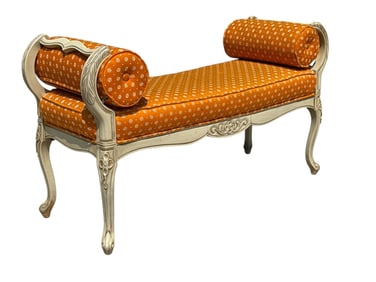 French Neoclassical Style Scroll Curve End Bench