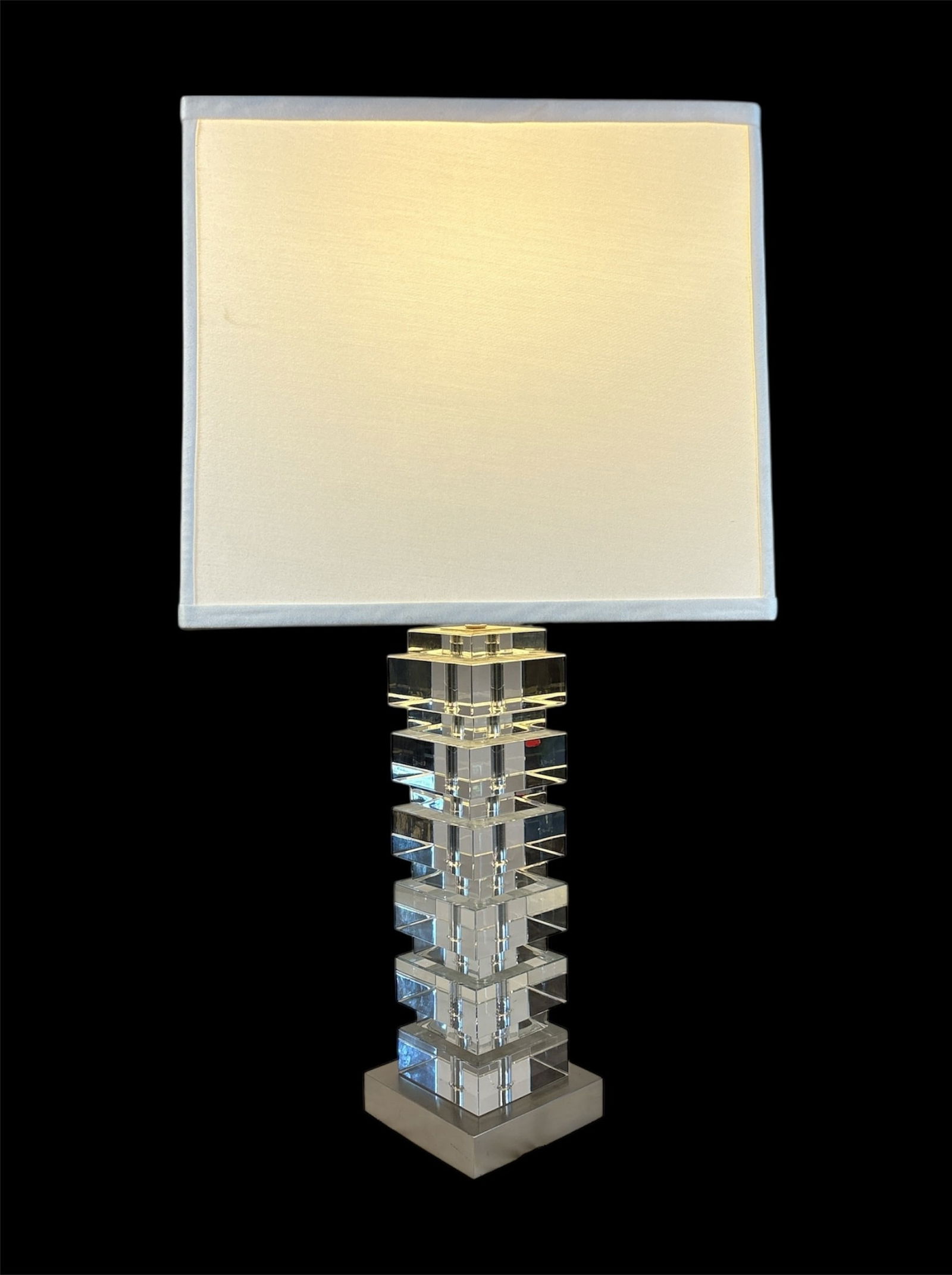 A RESTORATION HARDWARE Stacked Crystal Block Table Lamp (1 of 5)