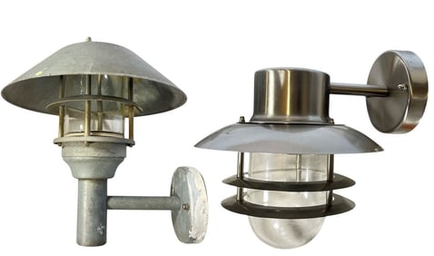2 Outdoor Industrial Art Deco Style Light Fixtures