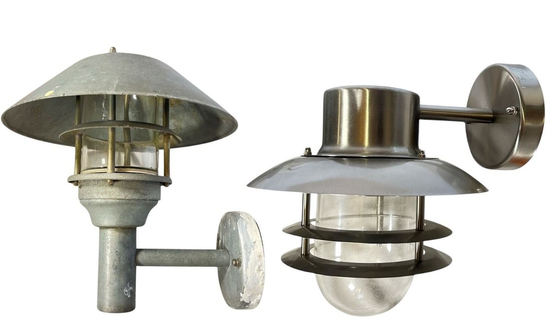 2 Outdoor Industrial Art Deco Style Light Fixtures (1 of 3)