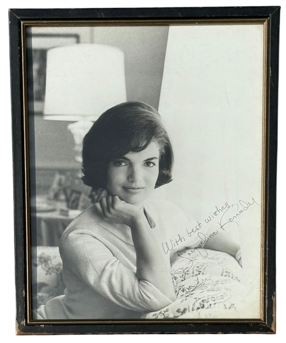 A Signed Photograph of JACQUELINE KENNEDY, Best Wishes: 10.25" H x 8.5" W x .5" D. Property of the Estate of Mayor Robert Pastrick.