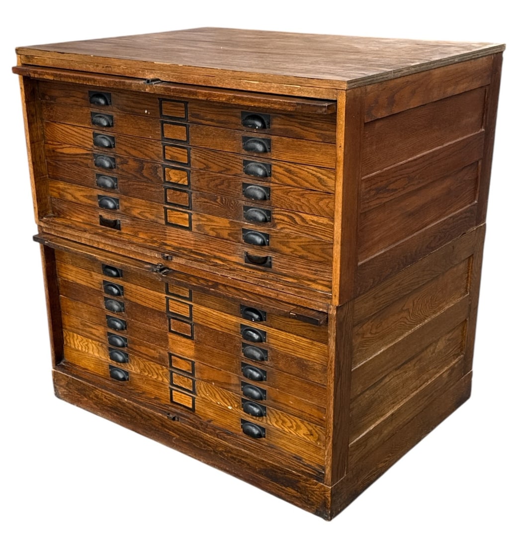 Early 20th C. Antique Double Stack Flat File (1 of 6)