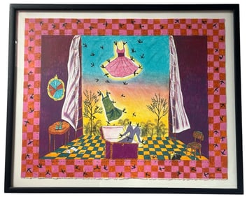 Signed HOLLIS SIGLER (1941-2001) "The Only Permanence Is Change" 1995 Folk Art Color Lithograph