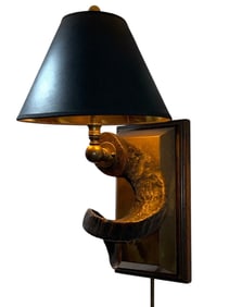 In The Style Of "CHAPMAN" Brass & Horn Wall Sconce Lamp