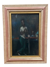 AARON DOUGLAS attr. Black Americana Portrait of Woman at a Carnival