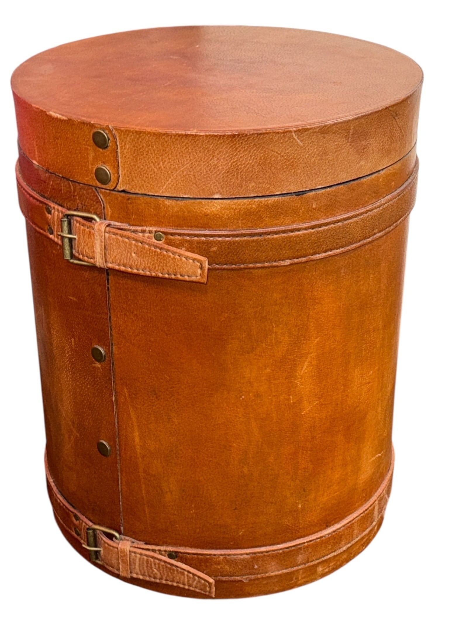 Mid Century Leather Storage Side Table (1 of 4)